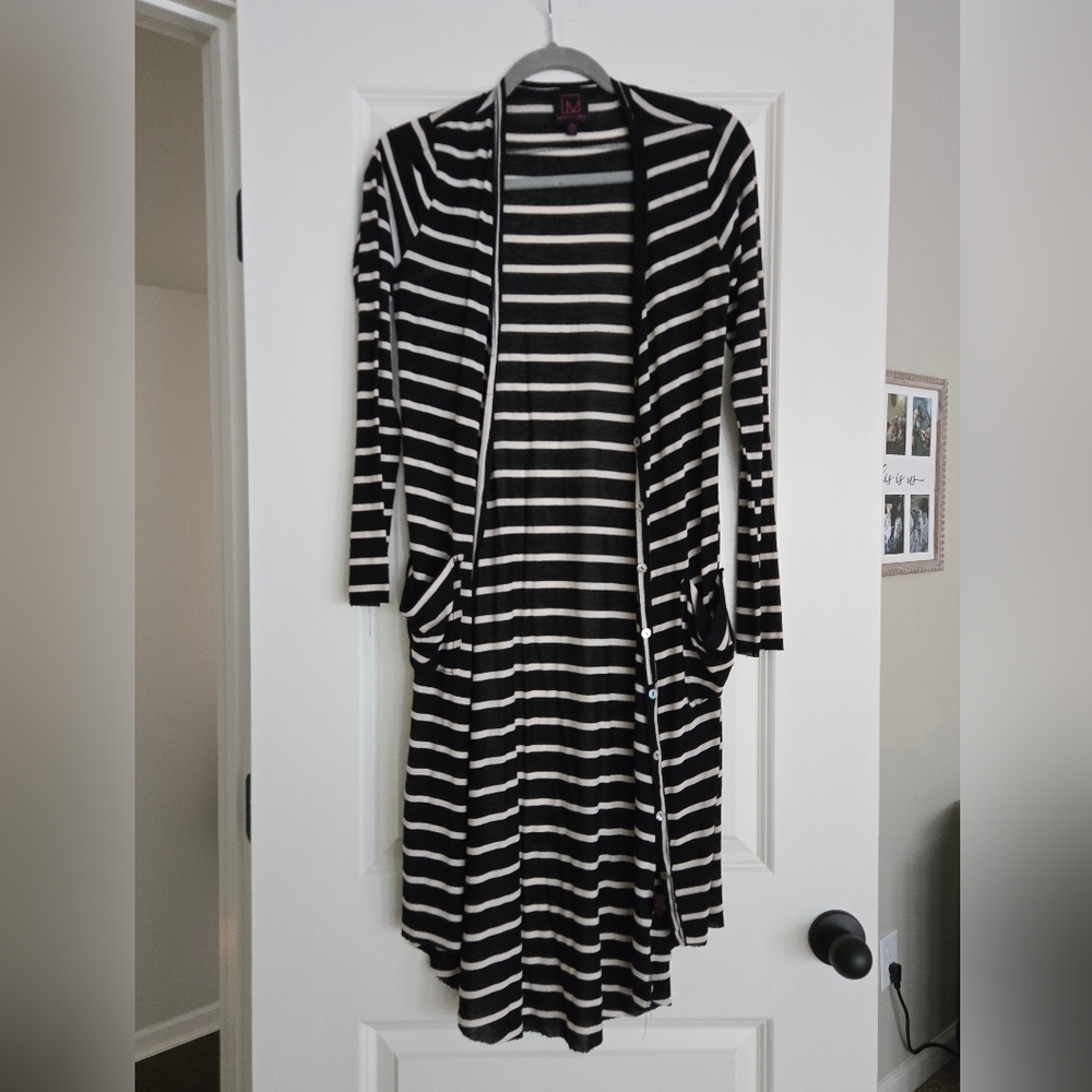 🌟Material Girl Black and White Striped Top / Cardigan Size XS